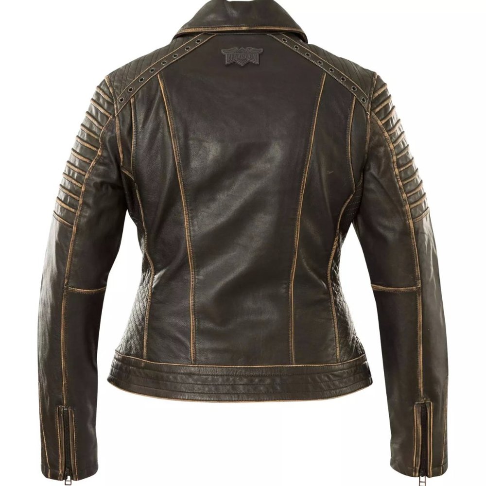 AFFLICTION Leather TRUE DESTINY WOMEN'S JACKET Bla - Picture 8 of 12